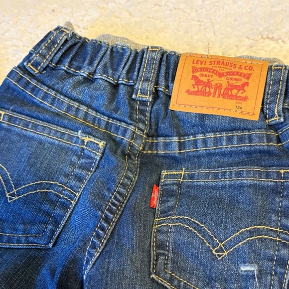 Levi’s 12M Baby Pant Set Grey Knit Jogger & 514 Straight Jean Pull On Style - Picture 8 of 8